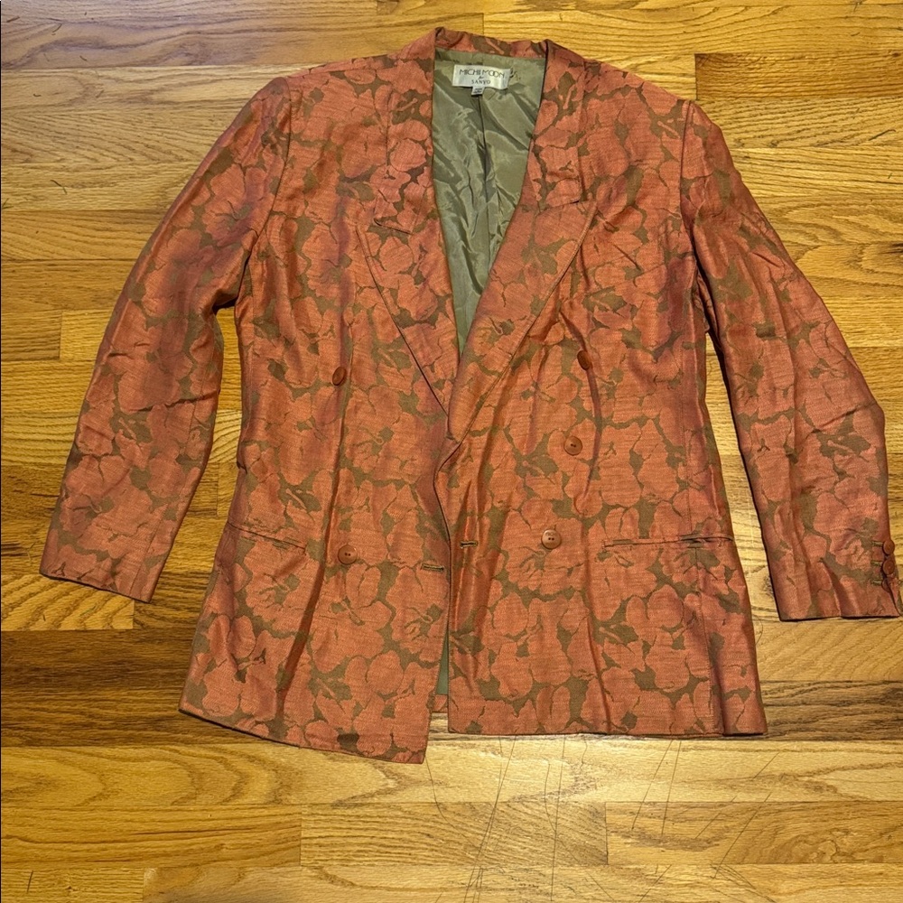 Elegant Floral Japanese Linen Women's Blazer by Sanyo